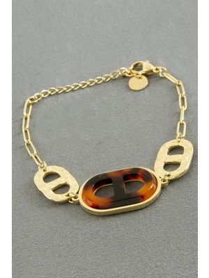 Oval Sedef Lüks Çelik Bileklik