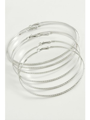 Zikzak Desenli Metal Halka Küpe 6 Adet