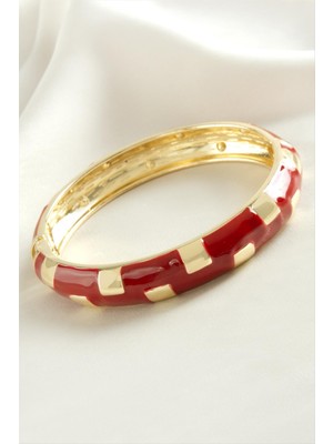 Kare Işlemeli Mineli Kelepçe Bileklik