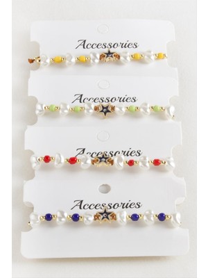 Deniz Yıldızı Boncuk Inci Makrome Ip Bileklik