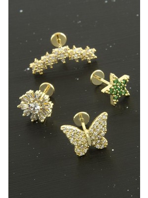 Tragus Zirkon Taşlı  Piercing 1 Adet