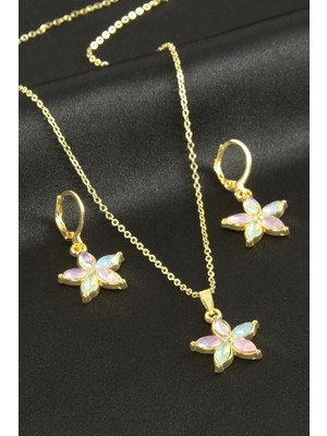 Papatya Taşlı Set Kolye