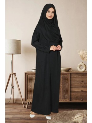 Begün Pratik Başörtülü Tek Parça Namaz Elbisesi..boydan Giymeli Siyah Namaz Elbisesi..yüksek Kalitelidir..
