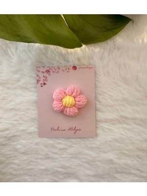 Parla'nın Atölyesi 0-3 Yaş Az Saçlı ve Saçsız Bebek Tokası Pembe Papatya