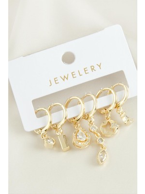 6 Adet Yıldız Zirkon Taşlı Küpe