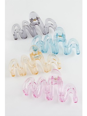 Zikzak Şeffaf Renkli Mandal Toka 13 cm