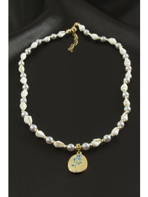 Gül Deniz Kabuğu Inci Mineli Kolye