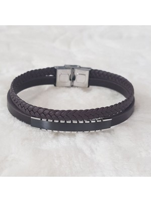 Canka Çelik Deri Erkek Bileklik