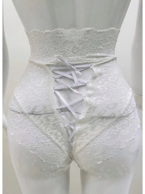 Ynt İthalat Ekru Dantelli Yüksek Bel Külot VENÜS-K1012