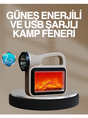 Verto Solar Cob Alev Efektli Lamba – Güneş Enerjili, Suya Dayanıklı, Taşınabilir
