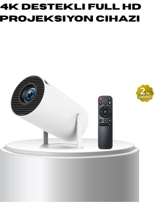 4K Destekli Full Hd Projeksiyon Cihazı – 130 Inç Geniş Ekran, Wifi ve HDMI Bağlantılı