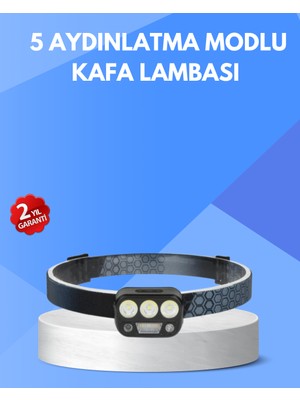 Verto 300 Lümen Sensörlü LED Kafa Lambası USB Şarjlı Sos Modlu