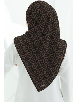 İpekal Soft Pamuk Eşarp-90 x 90 -06099 Siyah-Kahve