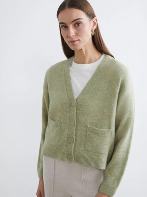 LC Waikiki Yeşil V Yaka Kadın Triko Hırka  (W5)