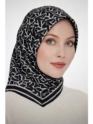 İpekal Soft Pamuk Eşarp-90 x 90 -06099 Siyah - Gümüş