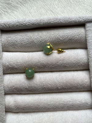 Pel Design 8 mm Aventurin Taşı Top Küpe Altın ve Gümüş Kaplama