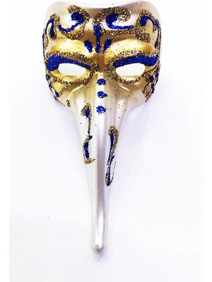 Mavi Renk Işlemeli Seramik Malzemeden Imal Venedik Uzun Maske Magnet (Store-Mania)