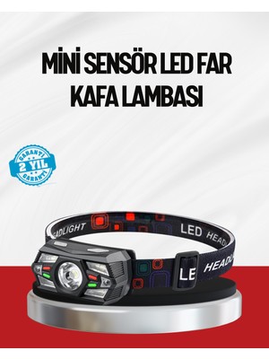 Verto Sensörlü LED Kafa Lambası Kırmızı Beyaz Işık Ayarlanabilir