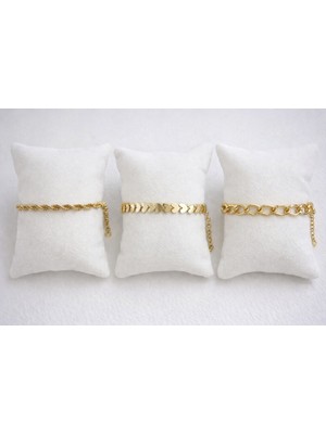 Ares 01 Store Kararmaz 3’lü Kombin Bileklik Seti – Burgu, Kılçık ve Halkalı