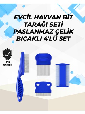 Verto Uzun ve Kısa Tüylü Hayvanlara Özel Bit Tarağı ve Tüy Temizleme Seti