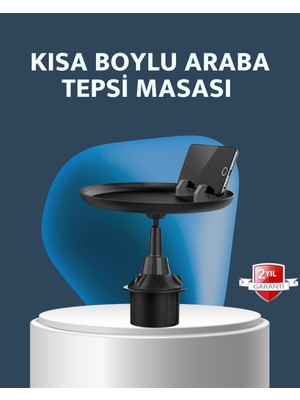 Verto Araç Içi 360° Ayarlanabilir Bardaklık Tepsisi Geniş Yüzeyli ve Telefon Standlı