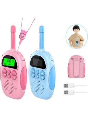 Zhuse Çocuk Telsizi – Kids Walkie Talkie, Şarjlı, LCD Ekranlı, 2’li Set, Mavi