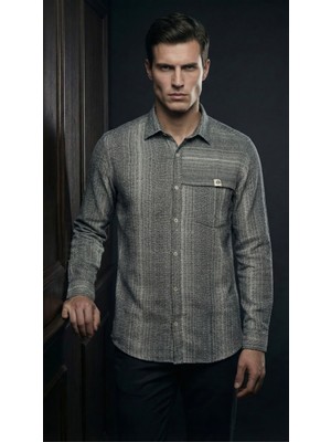 Hobi Clup Çizgili Cepli Uzun Kollu Gömlek