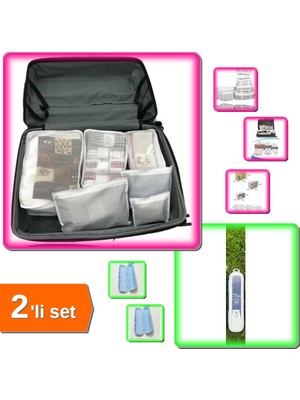 Hereveoyuncak Anne Bebek 6 Parça Çanta Düzenleyici + Beyaz Kapaklı Makyaj Fırça Saklama Kutusu - 2li Set P7C4M6