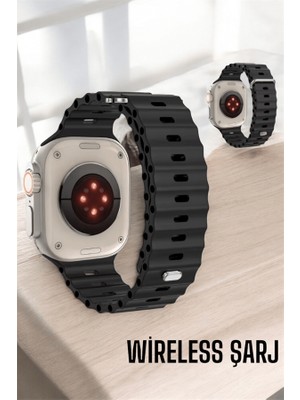 45 mm Gri Kasa Ultra Akıllı Saat Sesli Görüşme, Sağlık Takibi, Suya Dayanıklı (Hkwork-Place