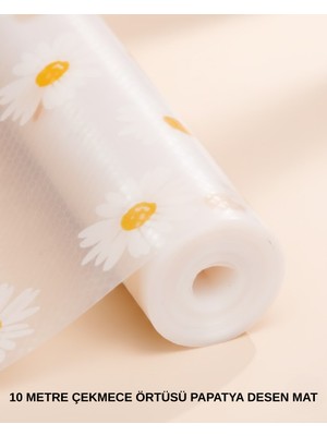 Verto 10 Metre Papatya Desenli Yapışmaz Kaydırmaz Çekmece Örtüsü
