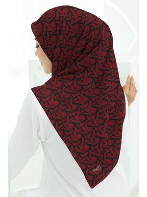 İpekal Soft Pamuk  Eşarp-90 x 90 -06100 Siyah-Kırmızı