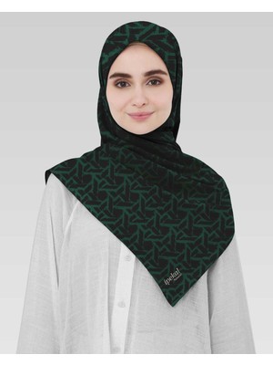 İpekal Soft Pamuk  Eşarp-90 x 90 -06100 Siyah - Zümrüt