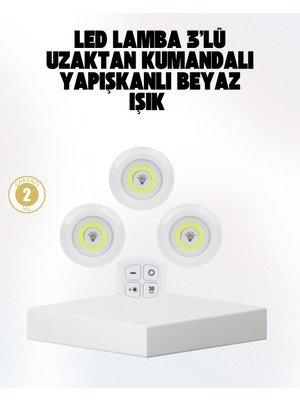 Kablosuz Gün Işığı 3’lü LED Spot Lamba Kumandalı (Hkwork-Place)