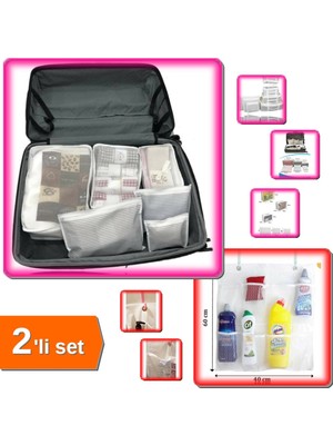 Hereveoyuncak 6 Adet Anne Bebek Hastane Çantası Düzenleyici + 8 Cepli Bebek Beşik Askılı Düzenleyici - 2li Set F6V