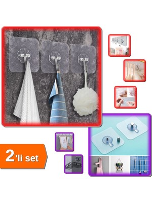 Hereveoyuncak 5 Adet Yapışkanlı Raf Tutucu Pinli Askı + Ultra Güçlü 10 Adet Şeffaf Yapışkanlı Askı - 2li Set M5R7H