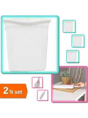 Hereveoyuncak Kilit Kapaklı Kuru Mama Saklama Kutusu Kabı 6 Lt + Toz Alıcı Microfiber Peluşlu - 2li Set R4Q3A1