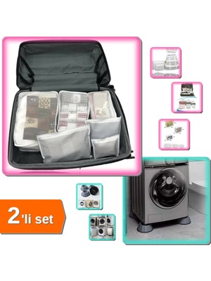 Hereveoyuncak 6 Parça Anne Bebek Hastane Çantası Organizer + 4 Adet Gürültü Emici Titreşim Engelleyici - 2li Set