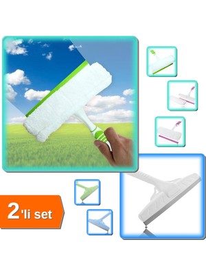 Hereveoyuncak Çekçekli Mikrofiber Cam Silme Mopu + Çekçek Cam Silme Aparatı Büyük Boy 33 cm - 2li Set E9J7A1
