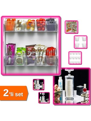 Hereveoyuncak 6 Adet Buzdolabı Içi Mini Organizer Kutu + Makyaj Pamuğu Düzenleyici - 2li Set V4V9S3