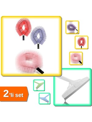 Hereveoyuncak Örümcek Ağı Temizleme Fırçası - Sapsız + 33 cm Çekçek Cam Silme Aparatı Büyük Boy - 2li Set A2A8V6