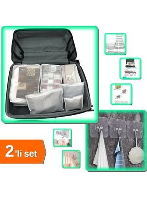 Hereveoyuncak 6 Adet Anne Bebek Hastane Çantası Düzenleyici + 10 Adet Ultra Güçlü Yapışkanlı Askı - 2li Set Z8Q4U0