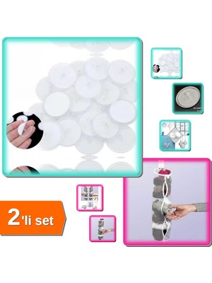 Hereveoyuncak 5 Adet Dolap Içi Temiz Çorap Düzenleyici Askılık + 20 Adet Yapışkan Disk 3 cm Çaplı - 2li Set K2Y5W2