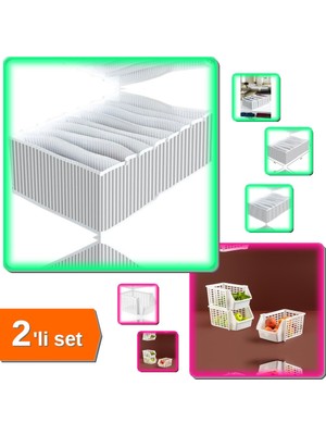 Hereveoyuncak 8 Bölmeli Xl Çekmece Çamaşır Düzenleyici + Kat Kat Düzenleyici - Katlı Düzenleyici - 2li Set U7D1Q8