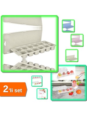 Hereveoyuncak 12 Bölmeli Kapaklı Buz Kalıbı + Silikon Tabanlı 4 Bölmeli Şeffaf Buz Kalıbı - 2li Pratik Set N0D8Y0