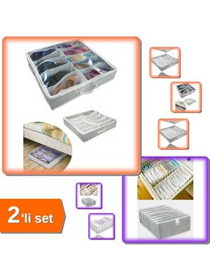 Hereveoyuncak 12 Bölmeli Ayakkabı Hurcu + 8 Gözlü L Beden Akordiyon Organizer Çekmece Düzenleyici - 2li Set P6C2Q6