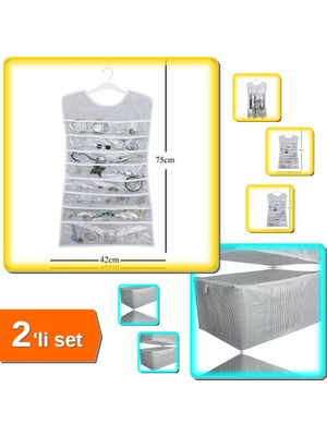 Hereveoyuncak Elbise Şeklinde Mücevher Takı Aksesuar Çizgili + Sandık Tipi Yorgan Hurç 40X40X75 cm - 2li Set W0Z4J