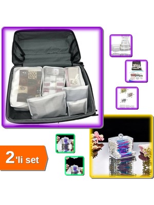 Hereveoyuncak Anne Bebek Hastane Çantası Düzenleyici 6 Parça Organizer + Kulak Çubuğu Organizeri - 2li Set A8S9P3