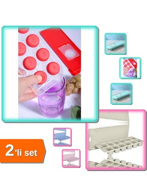 Hereveoyuncak Kapaklı Buz Kalıbı Yapışmaz Bas Parmak Kolay Çıkar + Kapaklı Buz Kalıbı Pratik Buzluk - 2li Set E6M5