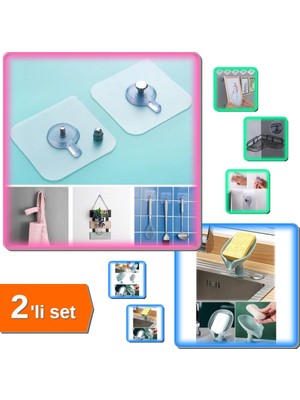 Hereveoyuncak 5 Adet Yapışkanlı Banyo Mutfak Raf Tutucu Askı Pin + Vantuzlu Su Giderli Sabunluk - 2li Set Y9L6W0