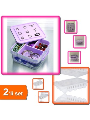 Hereveoyuncak Takı Dikiş Kutusu Saklama Kabı + 15 Bölmeli Hijyenik Yumurta Saklama Kabı - 2li Set Z8K2R7